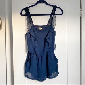 Vera Wang Princess Navy Off Shoulder Romper